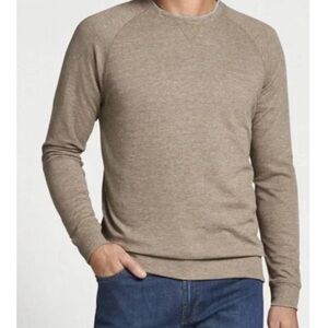 Peter Millar Mens Size Large Interlock Crew Sweater Tan Raglan Slub Casual Modal